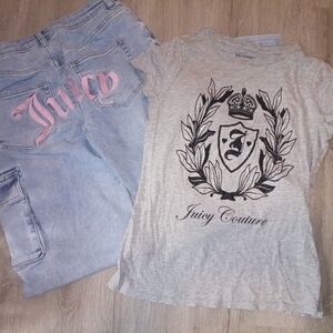 Juicy Couture Gray Graphic Tee and Light Blue Jeans